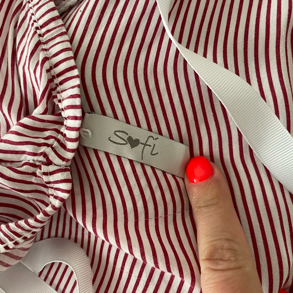 Women jumpsuit cotton stripped red and white size M made in Italy